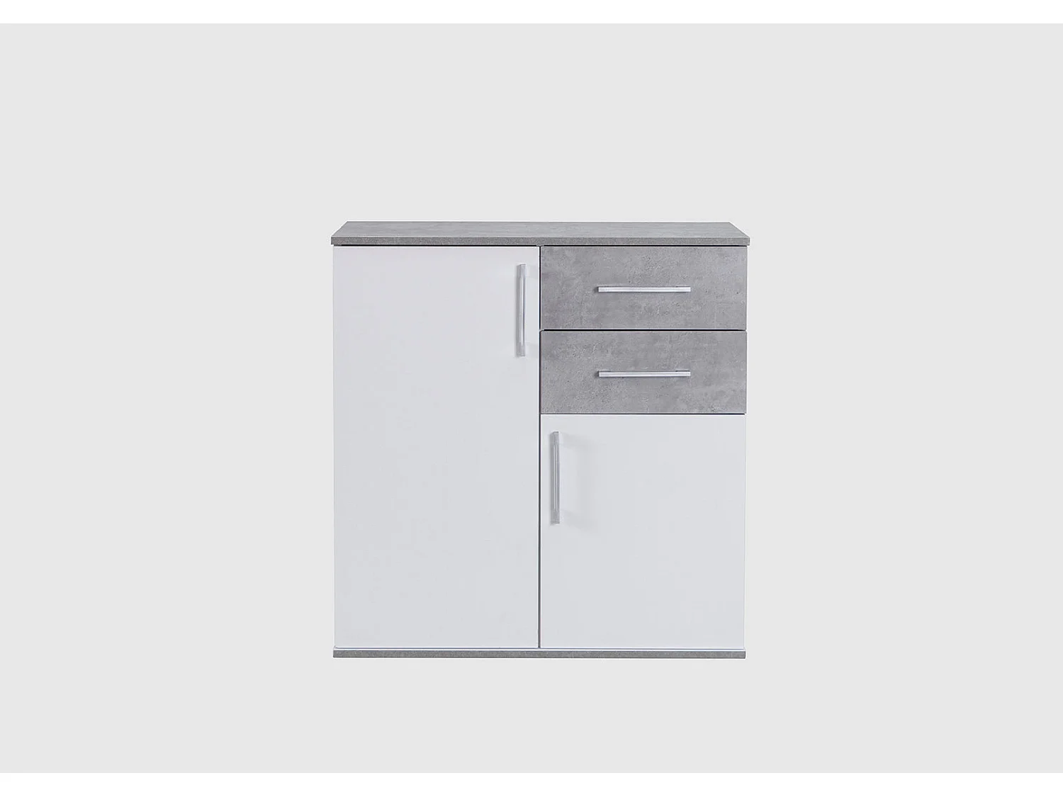 Comoda Aparador Joana 2 Puertas y 2 Cajones Blanco y Cambria 80x82 cm