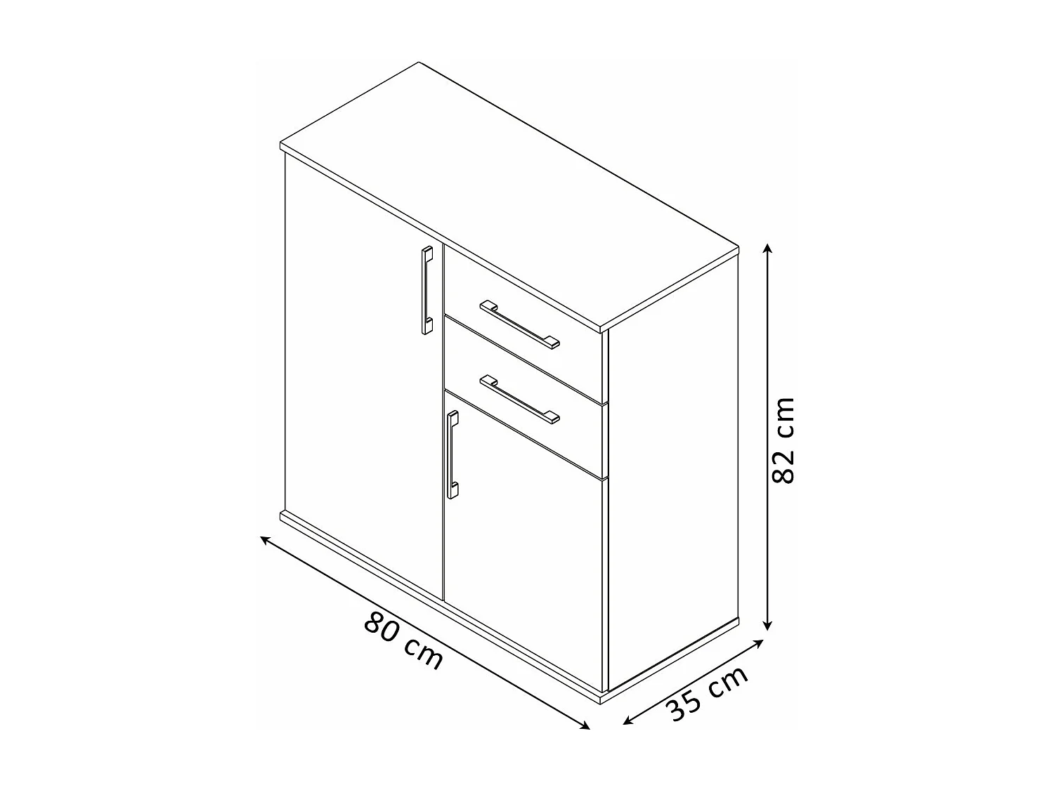 Comoda Aparador Joana 2 Puertas y 2 Cajones Blanco y Cambria 80x82 cm