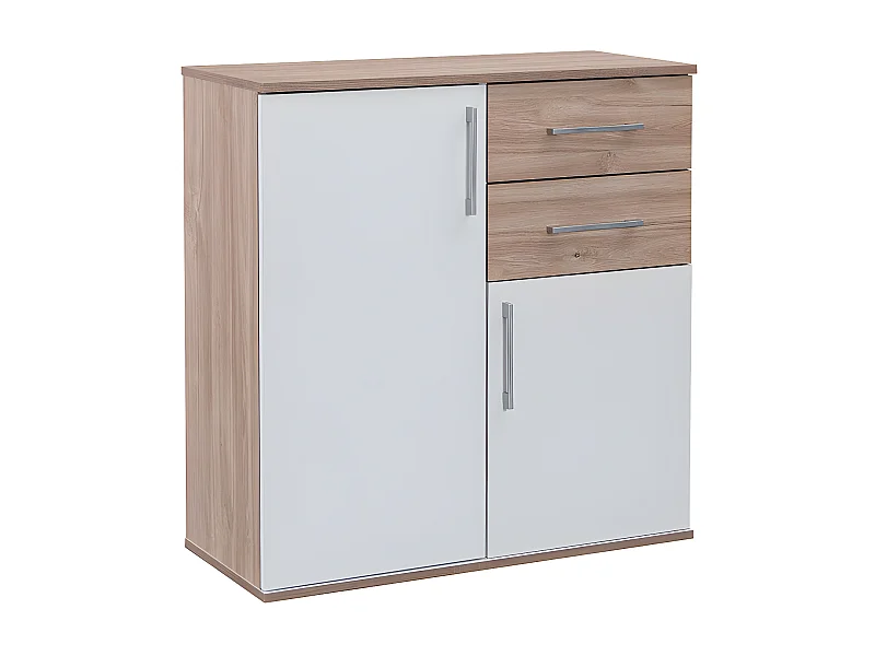 Comoda Aparador Joana 2 Puertas y 2 Cajones Blanco y Cambria 80x82 cm