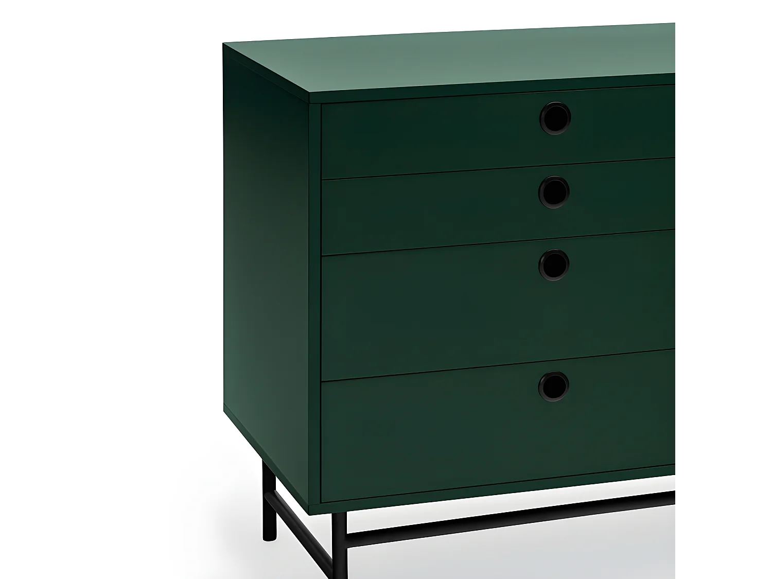 Buffet bas en bois et métal perforé 4 tiroirs 2 portes PUNTO