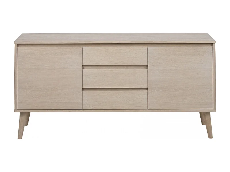 Bahut style scandinave plaqué chêne 2 portes et 3 tiroirs L150 - NOGANA