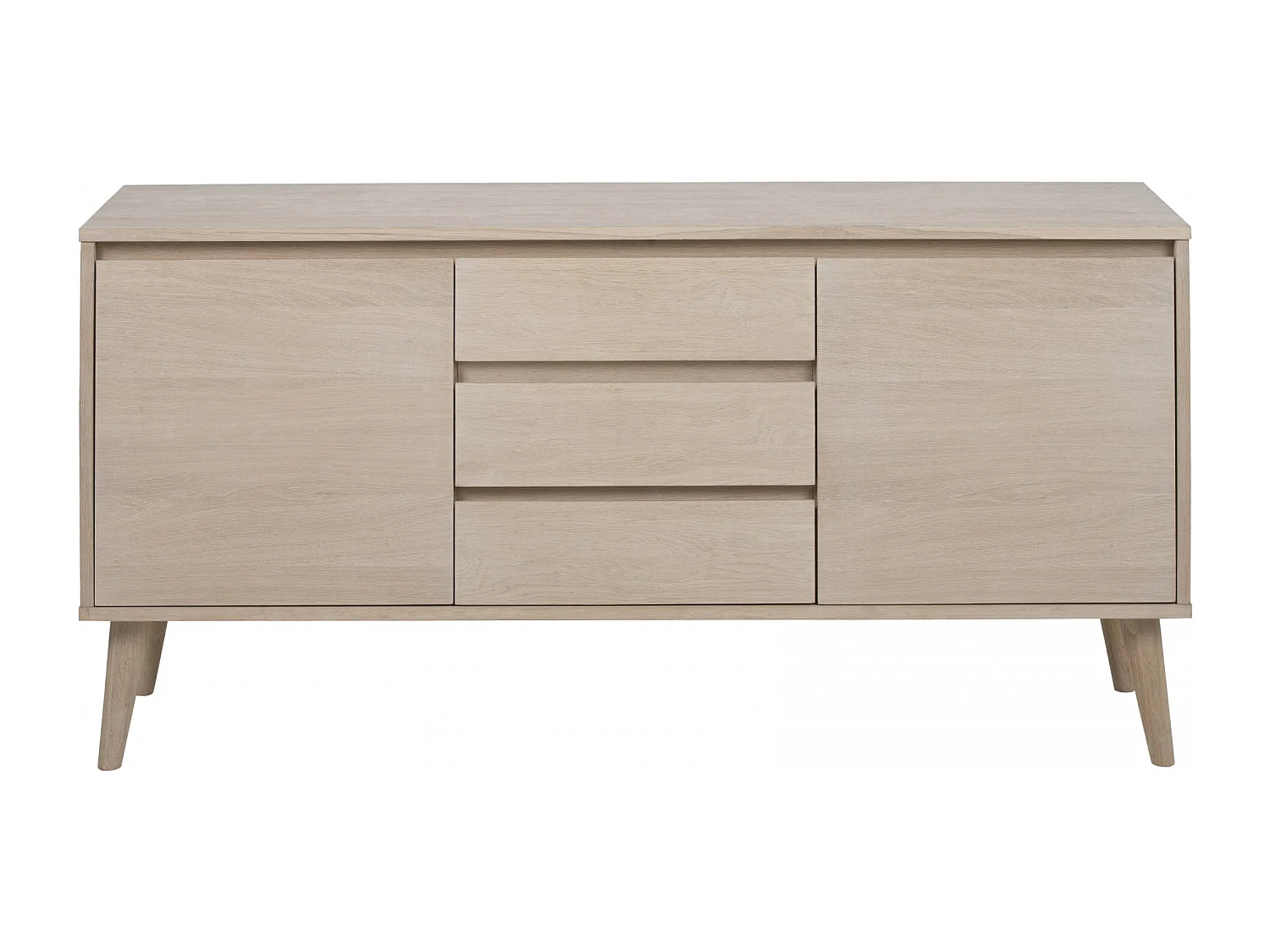 Bahut style scandinave plaqué chêne 2 portes et 3 tiroirs L150 - NOGANA