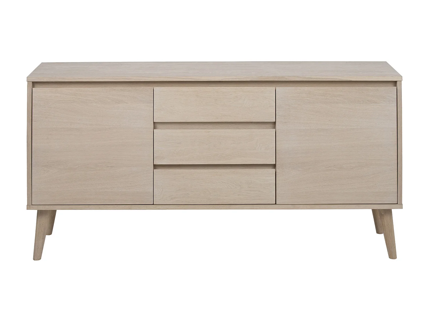 Bahut style scandinave plaqué chêne 2 portes et 3 tiroirs L150 - NOGANA