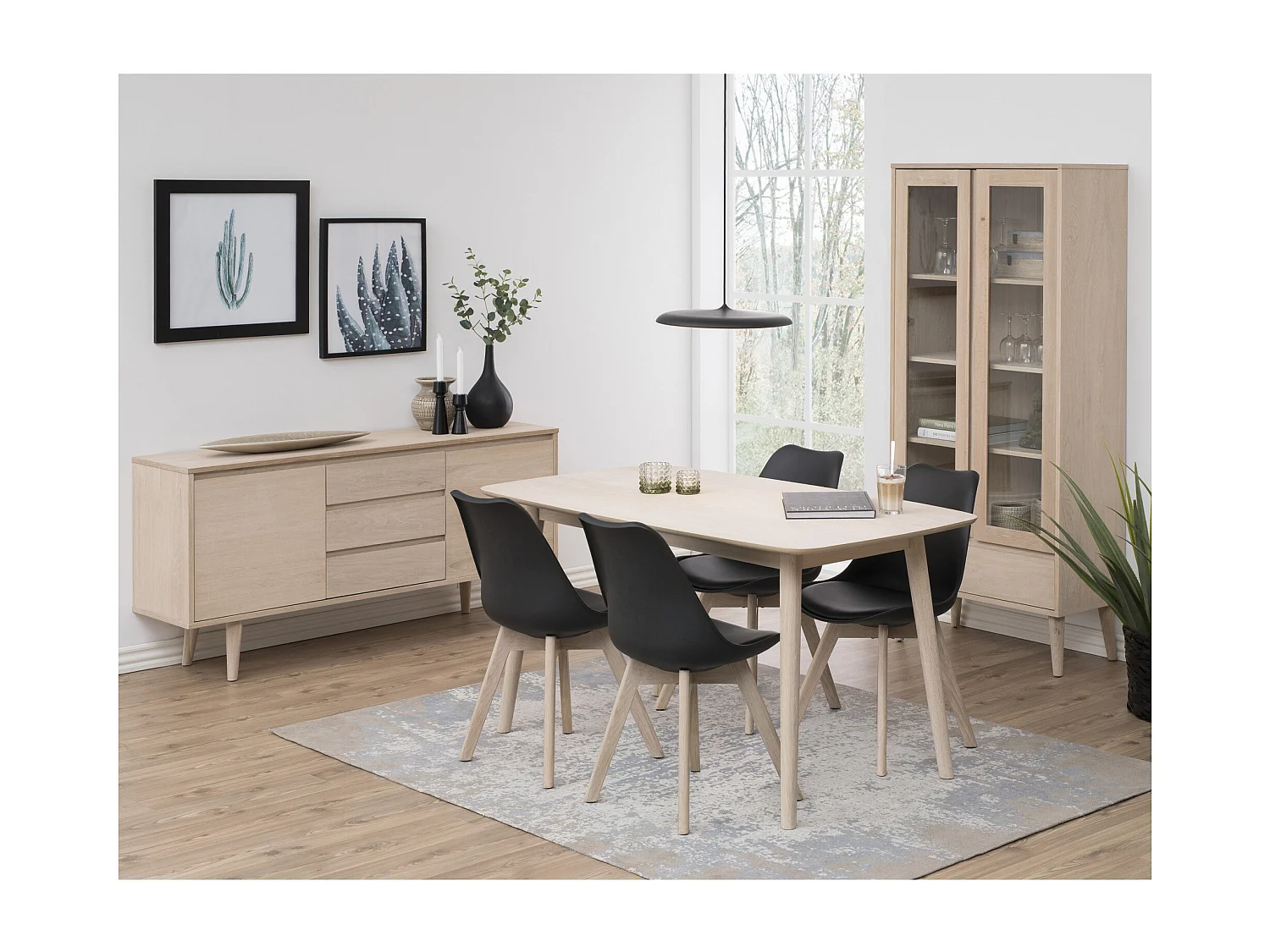 Bahut style scandinave plaqué chêne 2 portes et 3 tiroirs L150 - NOGANA