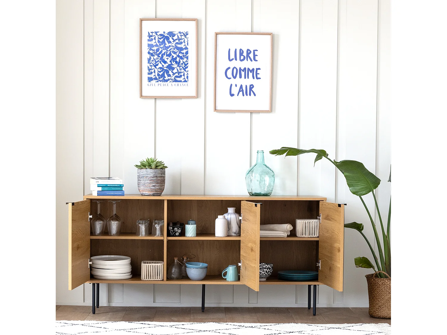 3-deurs houten dressoir 150cm STINNA