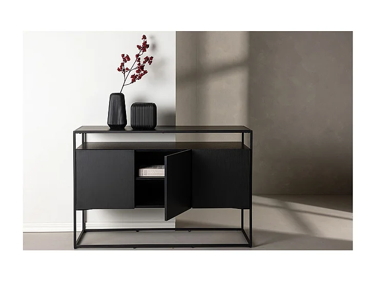 Buffet 3 Portes en Teck "Kingsport" 120cm Noir