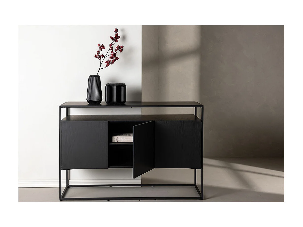 Buffet 3 Portes en Teck "Kingsport" 120cm Noir