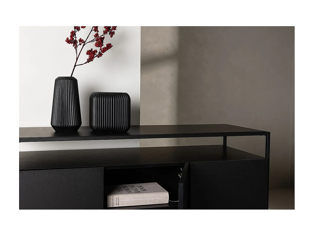 Buffet 3 Portes en Teck "Kingsport" 120cm Noir