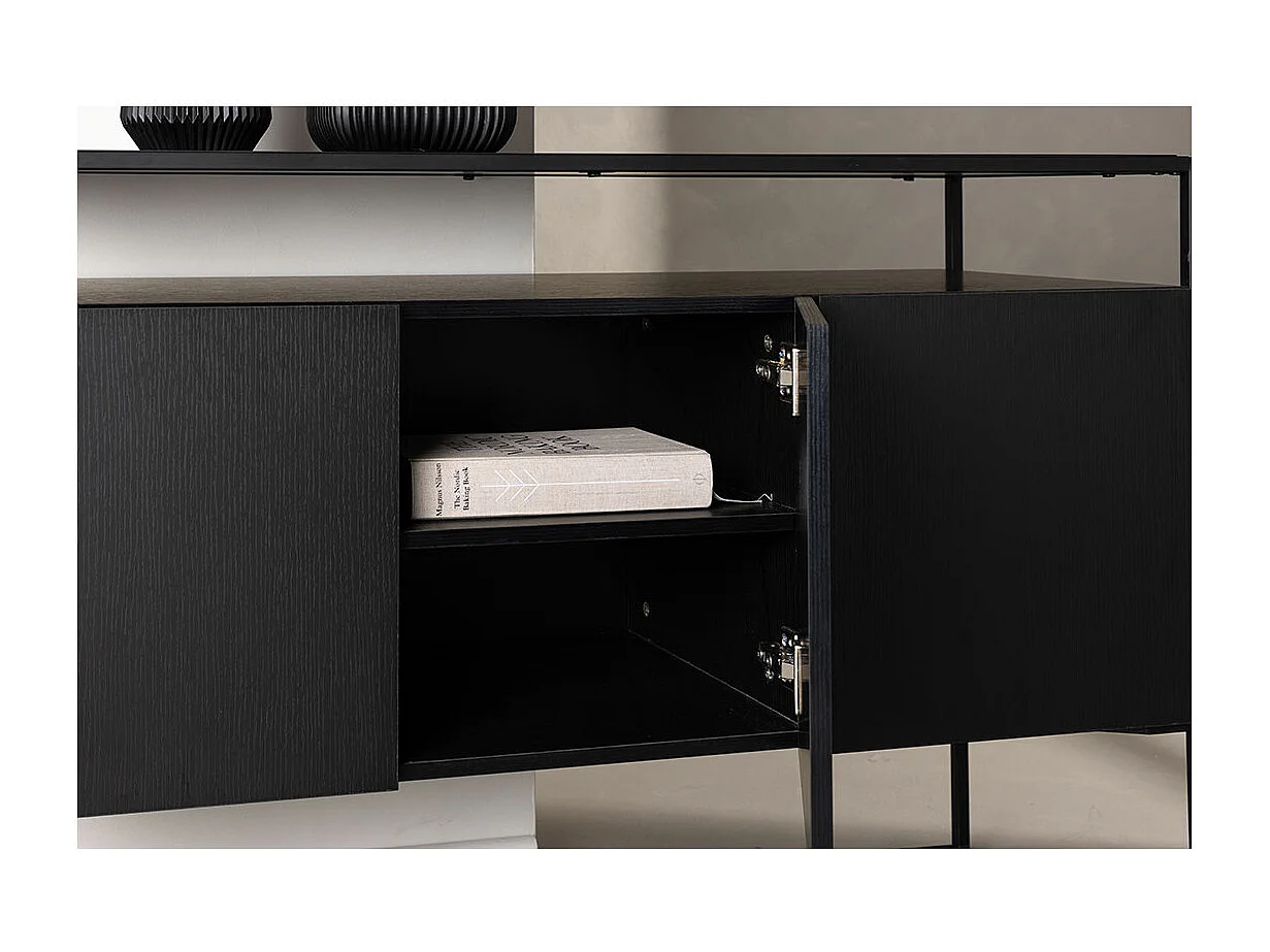 Buffet 3 Portes en Teck "Kingsport" 120cm Noir