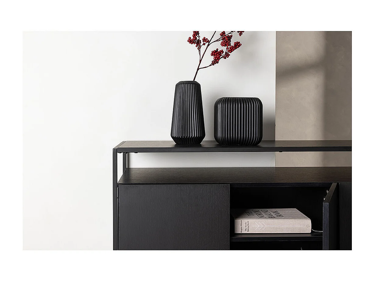 Buffet 3 Portes en Teck "Kingsport" 120cm Noir