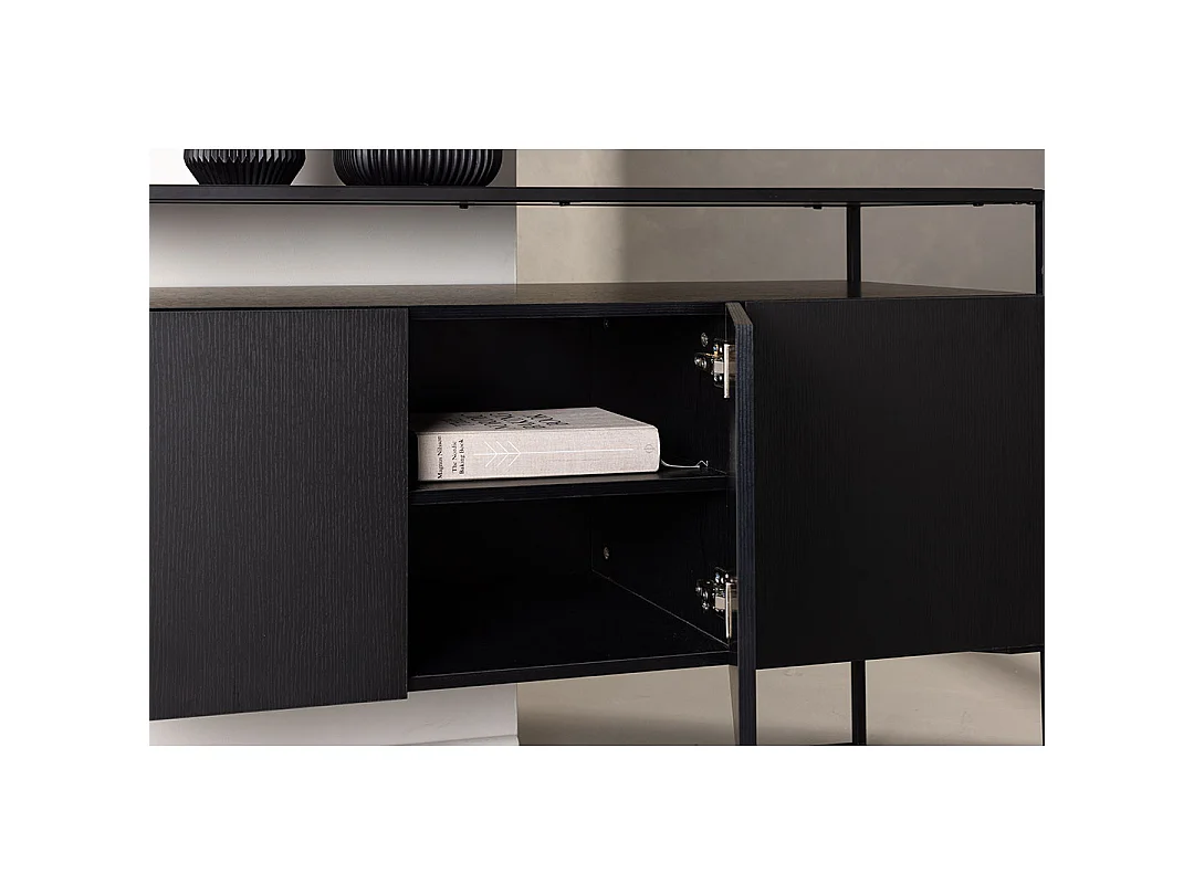 Buffet 3 Portes en Teck "Kingsport" 120cm Noir
