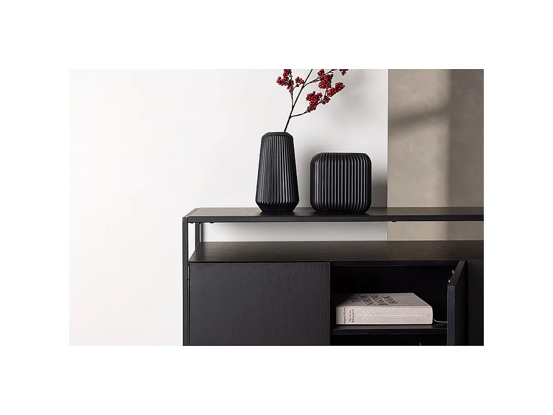 Buffet 3 Portes en Teck "Kingsport" 120cm Noir
