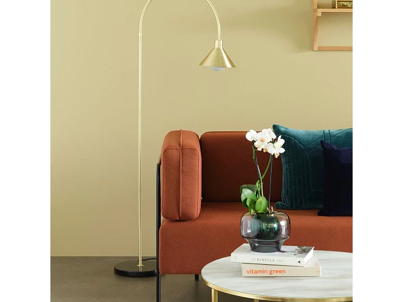 Canapé 2,5 places style rétro en tissu orange CAMARGO