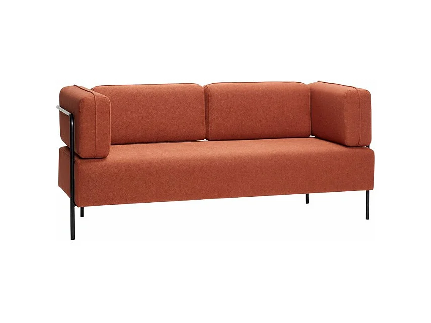 Canapé 2,5 places style rétro en tissu orange CAMARGO