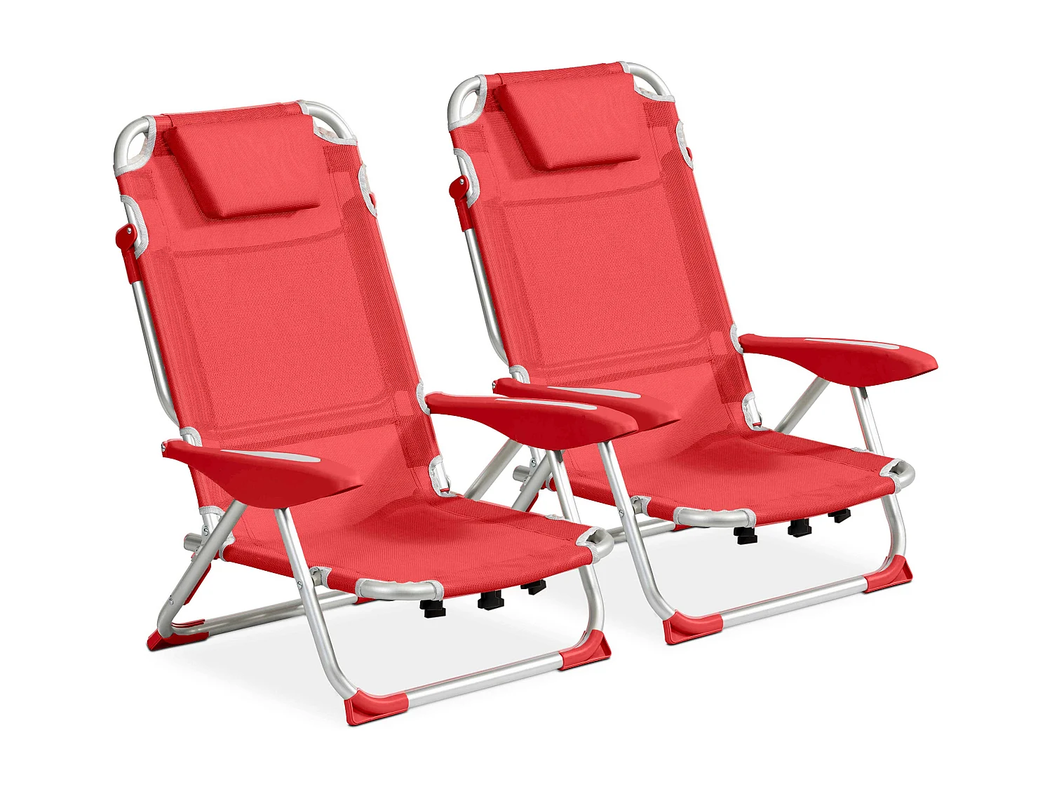 Lot de 2 fauteuils clic clac des plages en polyester papaye