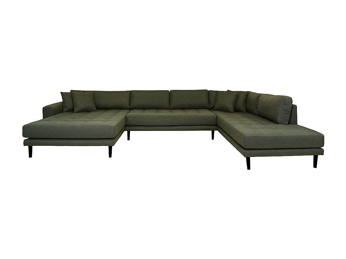 Lido canapé U-canapé tourné vers la gauche 4 coussins vert.