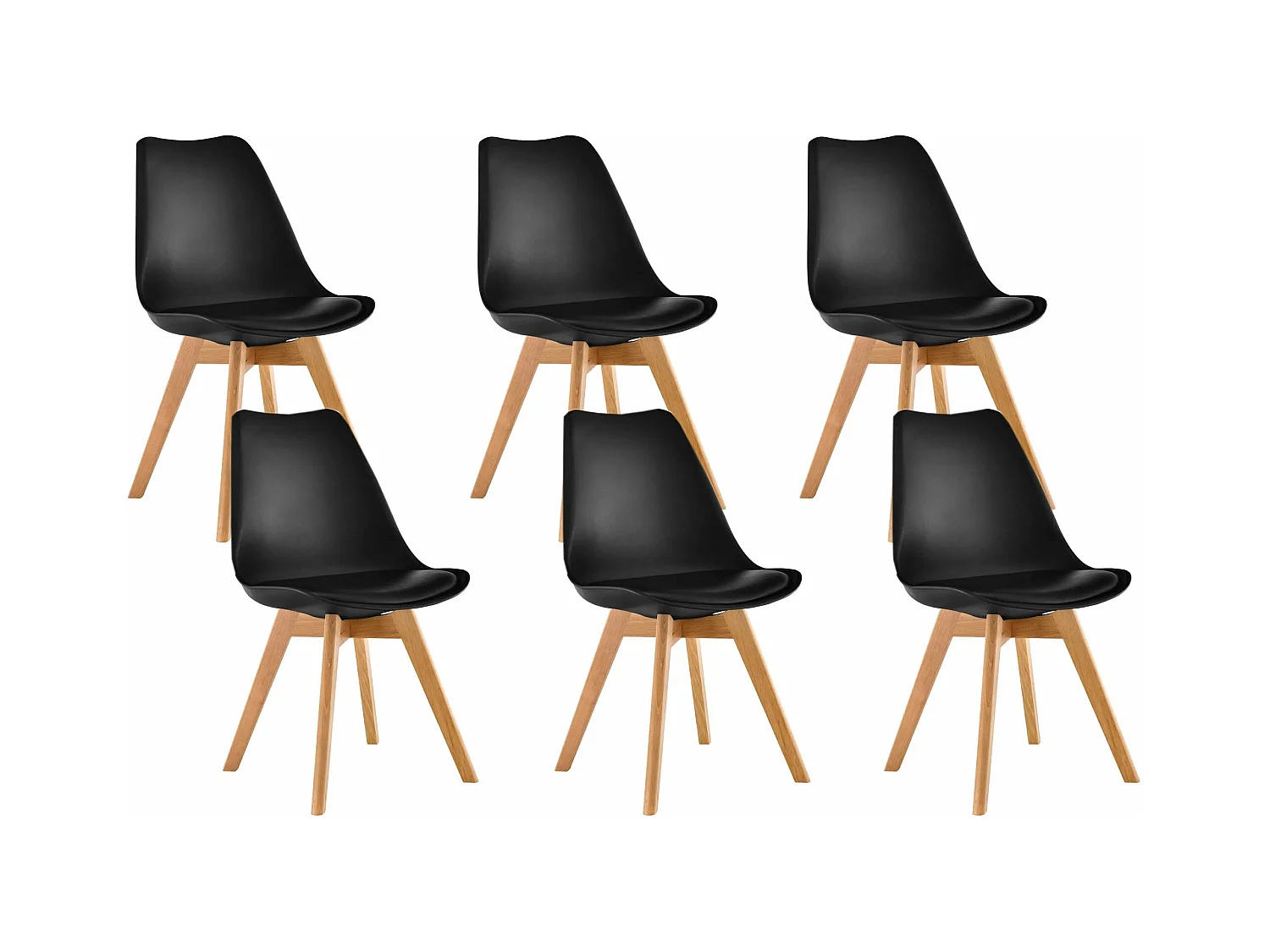 Silla Estilo Nordico Negro, 6 unidades