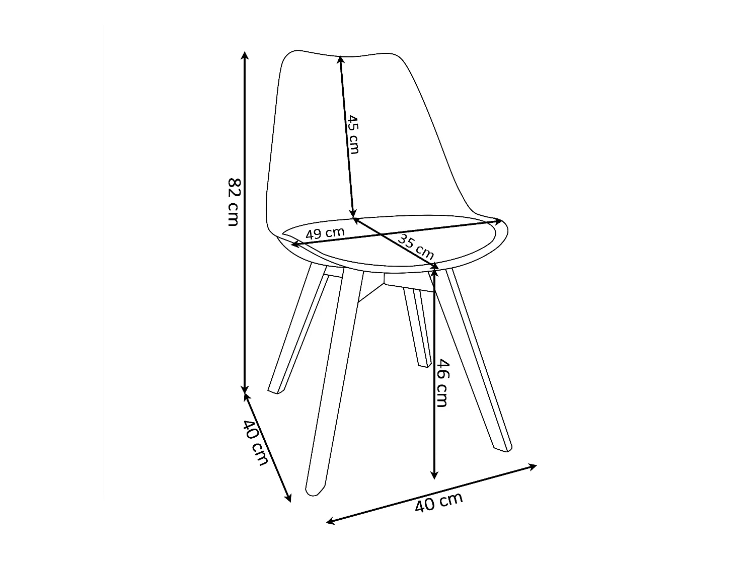 Silla Estilo Nordico Negro, 6 unidades