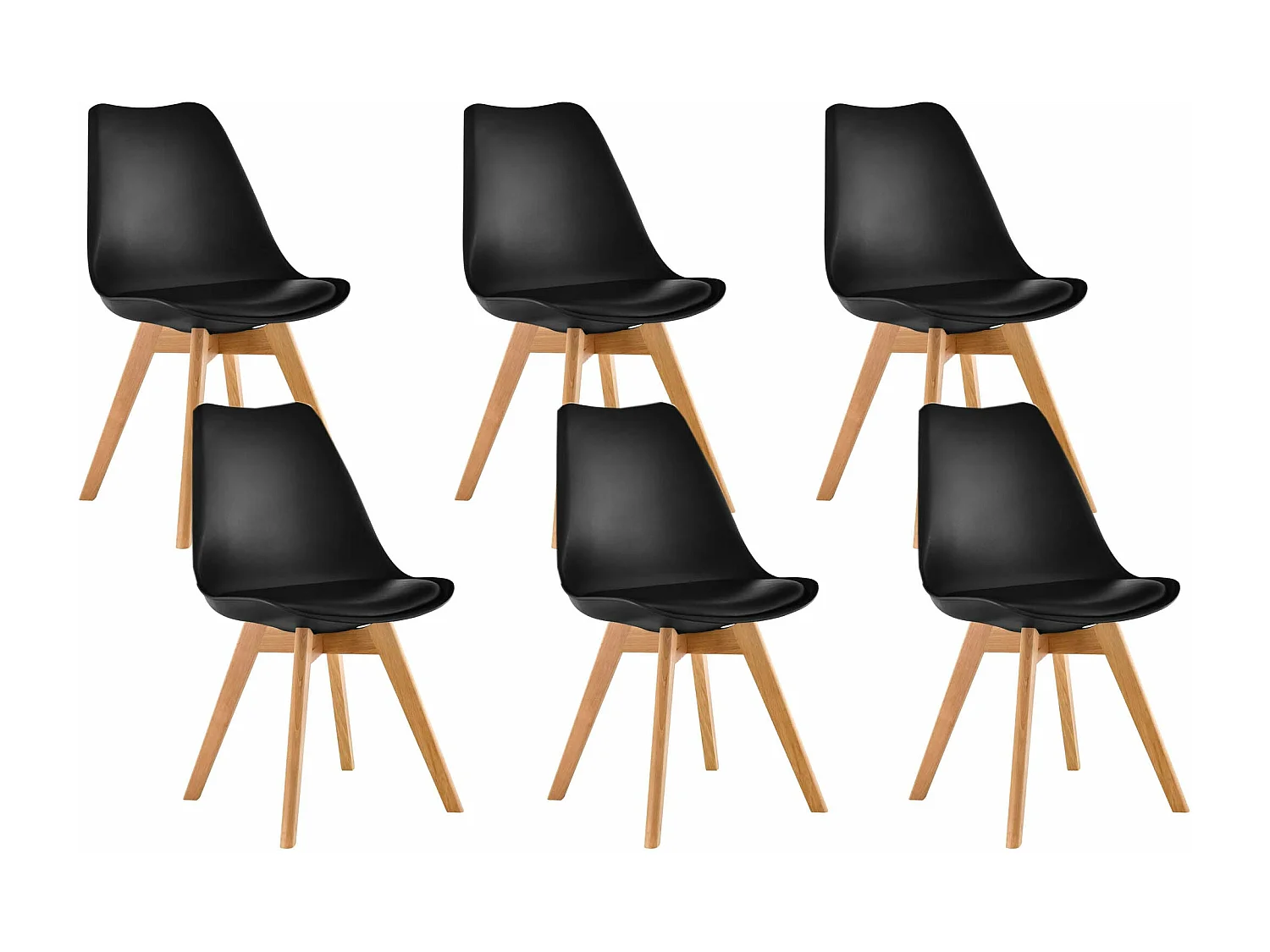 Silla Estilo Nordico Negro, 6 unidades