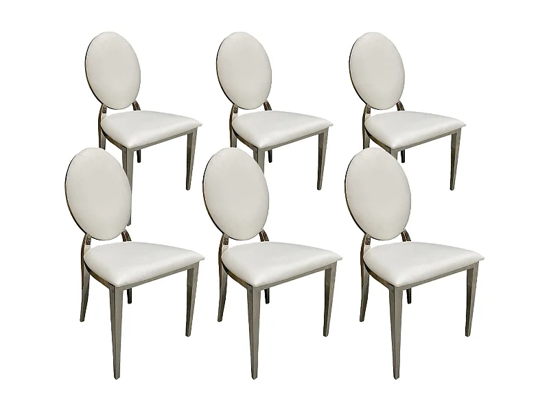 Cadeiras de Jantar FT em Couro Sintético Branco, 6 unidades