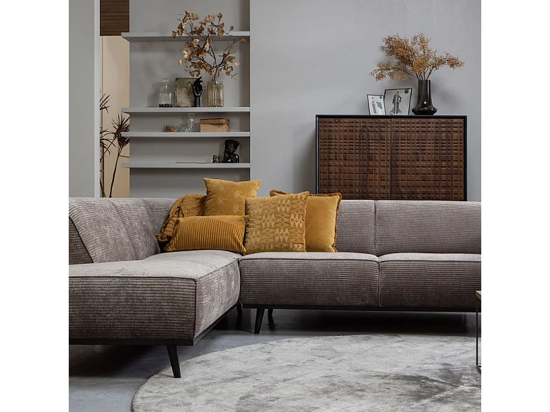 Canapé d'angle gauche en tissu côtelé STATEMENT