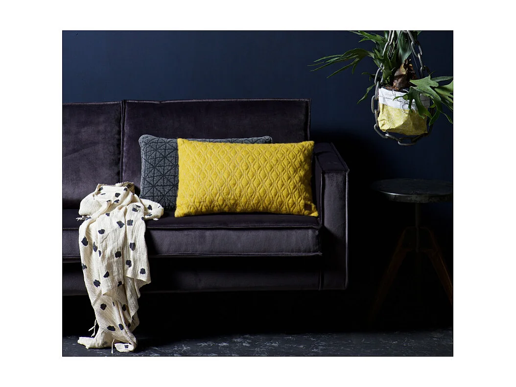 Grand canapé velours rétro 3 places COLORADO - Bleu midnight