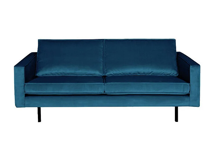 Grand canapé velours rétro 3 places COLORADO - Bleu midnight