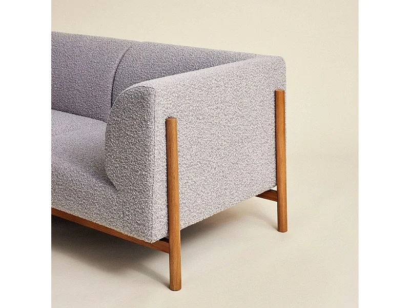 Canapé 3 places en tissu bouclé gris KOTOR