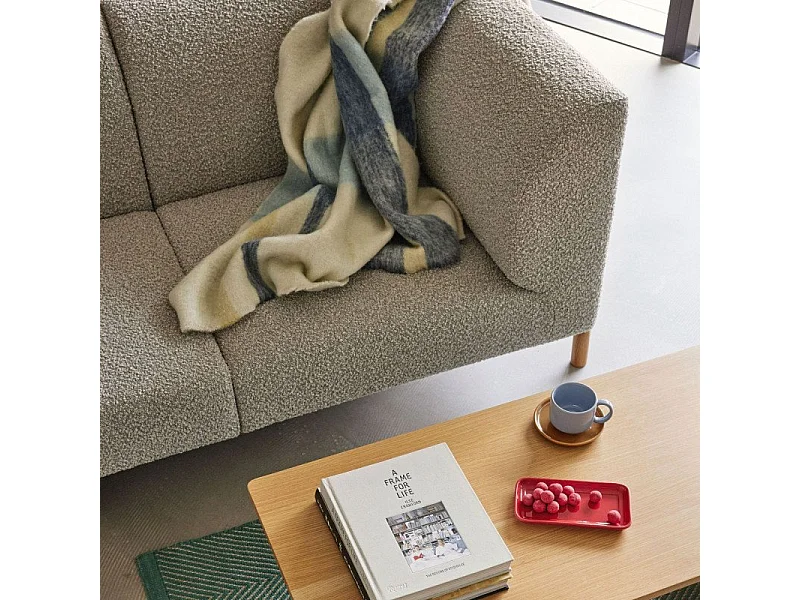 Canapé 3 places en tissu bouclé gris KOTOR