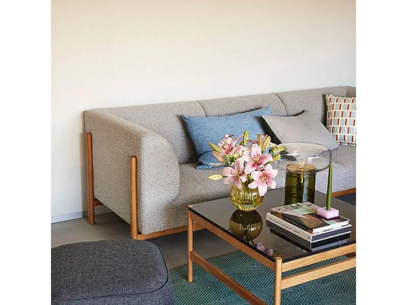 Canapé 2 places en tissu bouclé gris KOTOR