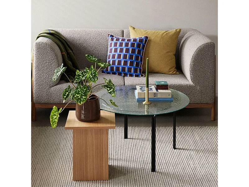 Canapé 2 places en tissu bouclé gris KOTOR