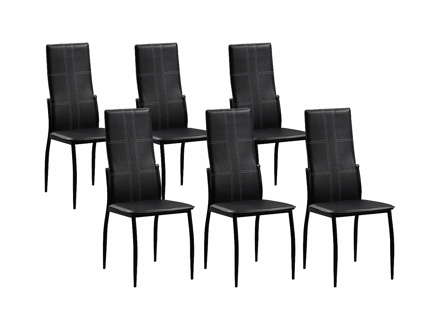 Cadeira de Jantar em Couro  Sintético/metal Preto C-01, 6 unidades