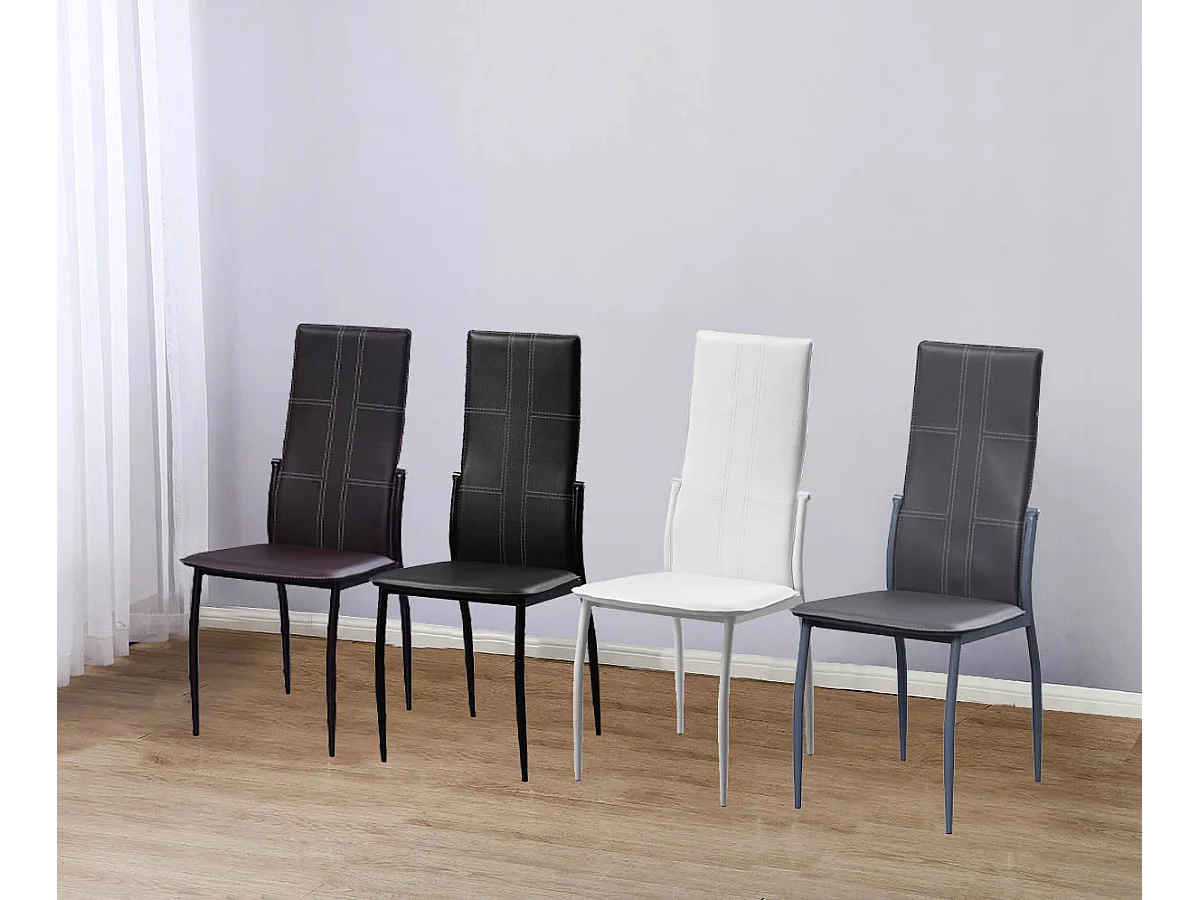 Silla de Comedor en Polipiel/Metal Negro C-01, 6 unidades