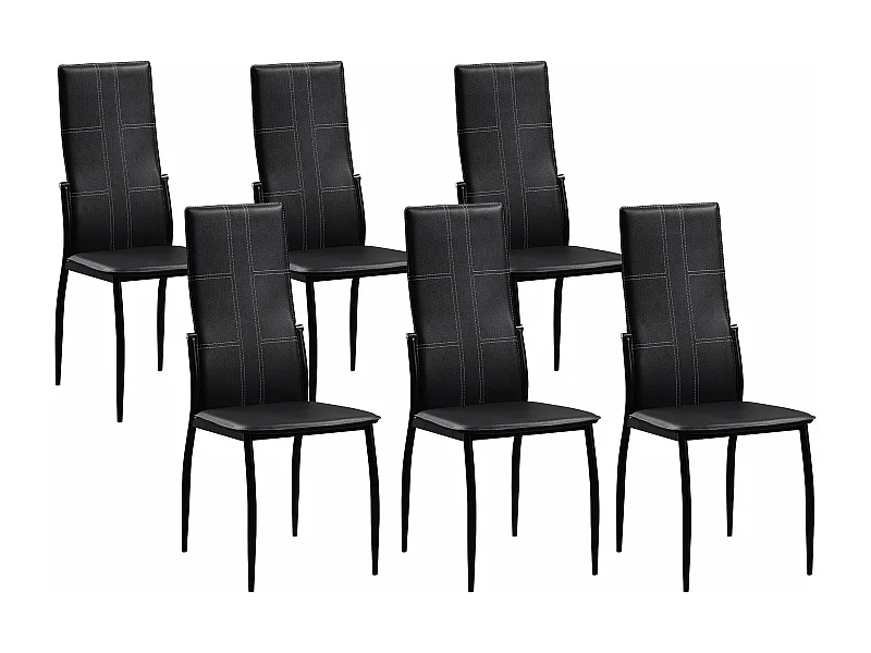Silla de Comedor en Polipiel/Metal Negro C-01, 6 unidades