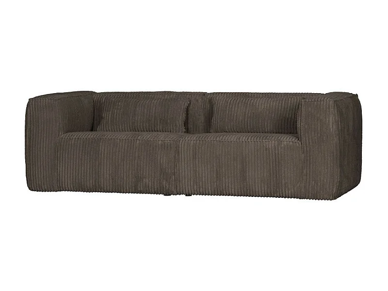 Canapé 3,5 places en tissu côtelé BEAN - Marron