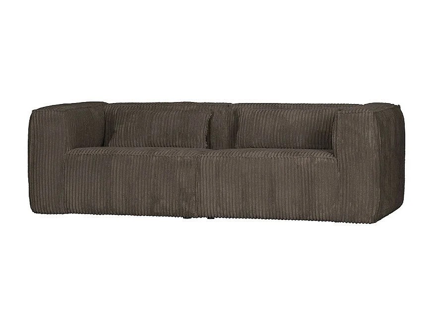 Canapé 3,5 places en tissu côtelé BEAN - Marron