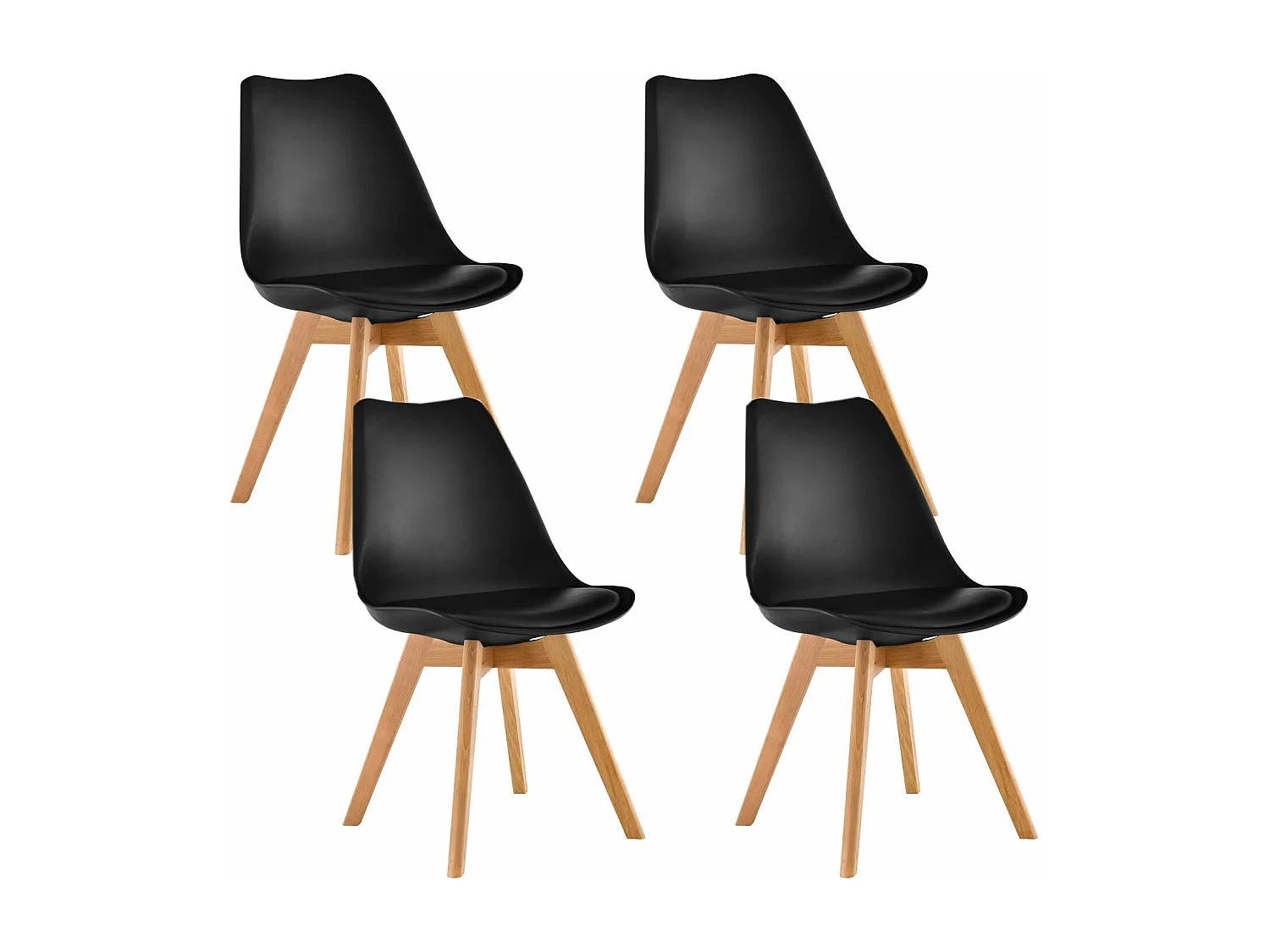 Cadeira Estilo Nórdico Preto, 4 unidades