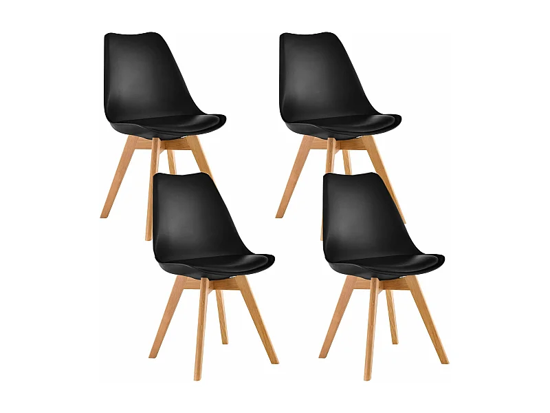Cadeira Estilo Nórdico Preto, 4 unidades