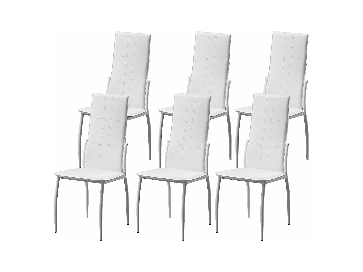 Cadeira de Jantar em Couro  Sintético/metal Branco C-01, 6 unidades