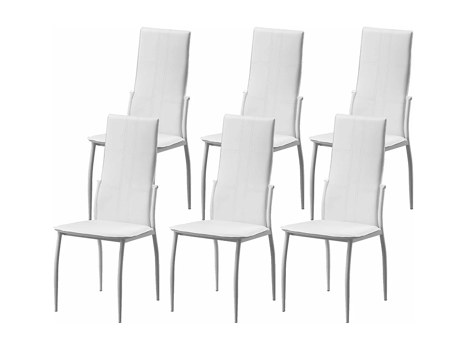 Silla de Comedor en Polipiel/Metal Blanco C-01, 6 unidades