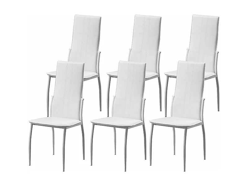 Silla de Comedor en Polipiel/Metal Blanco C-01, 6 unidades
