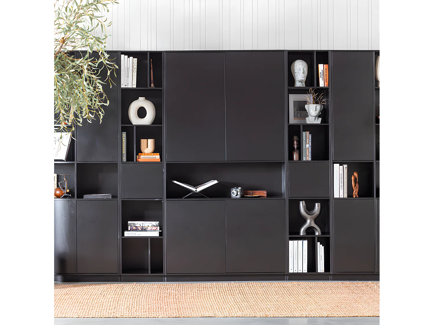 Armoire arrondie côté droit en bois noir certifié FSC BUCK