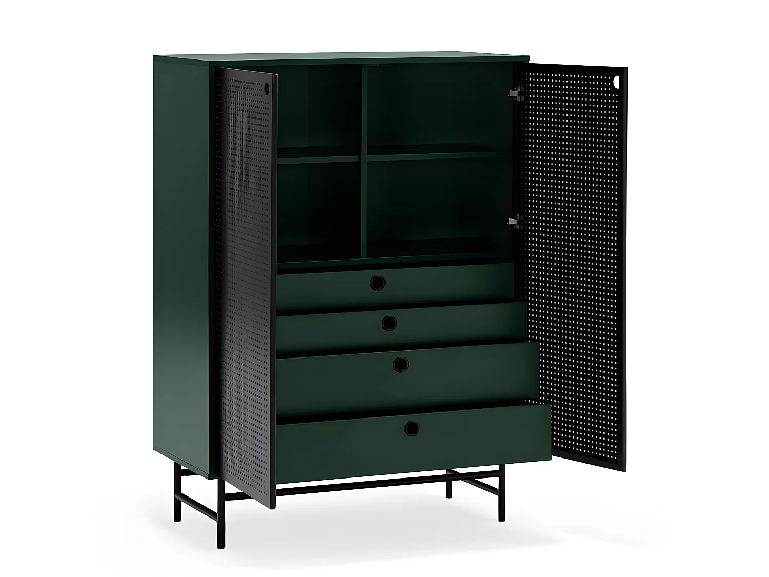 Buffet haut 2 portes en bois et métal perforé PUNTO