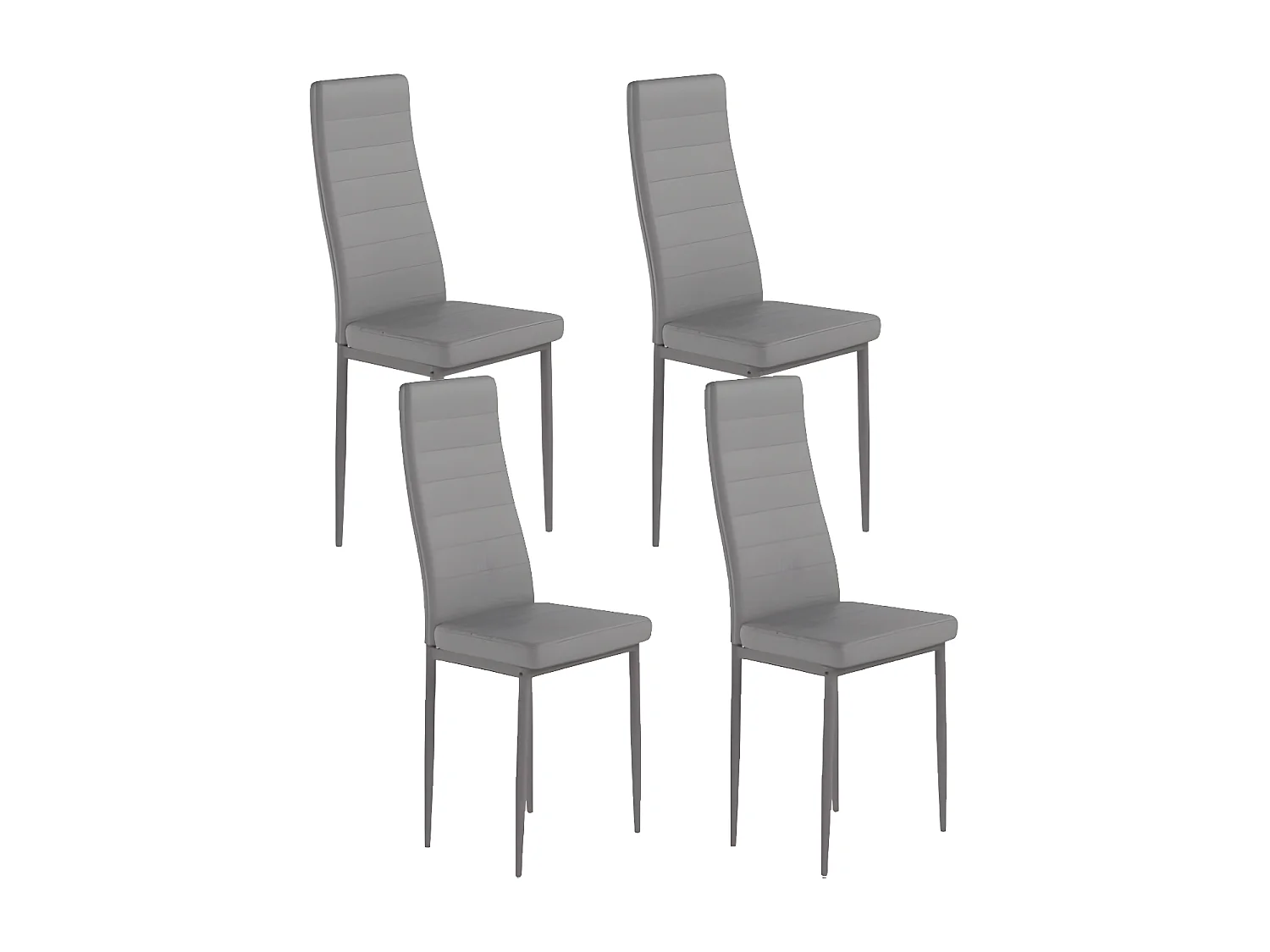 Silla de Comedor en Polipiel/metal, Gris, 4 unidades