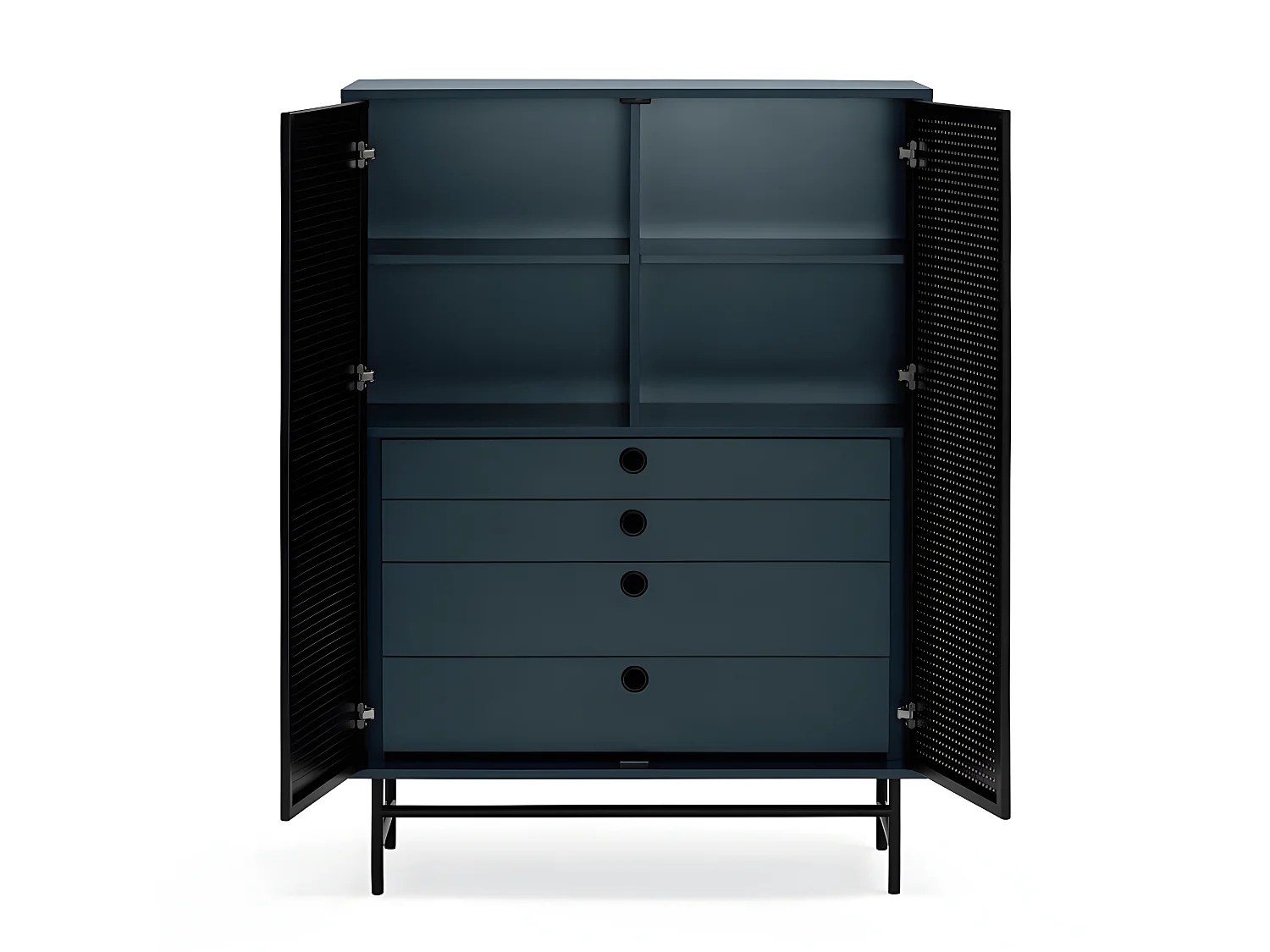 Buffet haut 2 portes en bois et métal perforé PUNTO