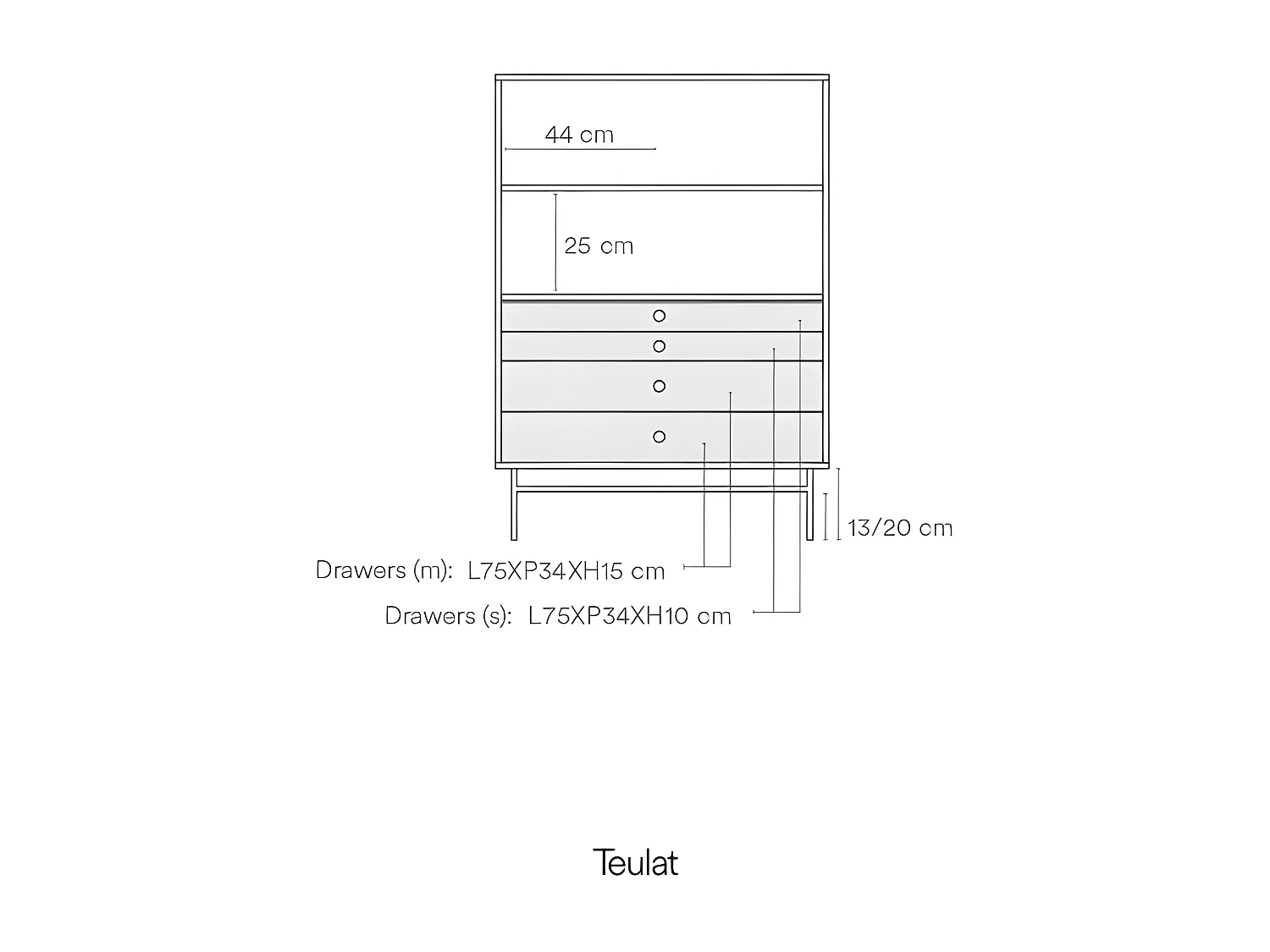 Buffet haut 2 portes en bois et métal perforé PUNTO