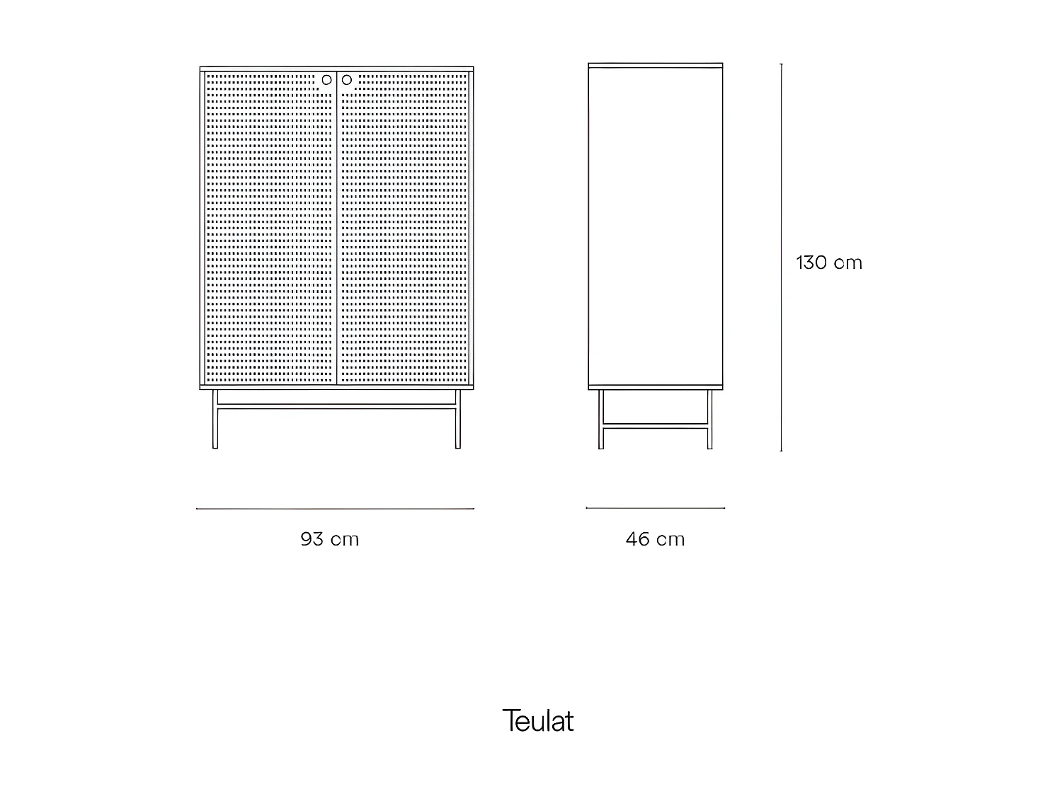 Buffet haut 2 portes en bois et métal perforé PUNTO