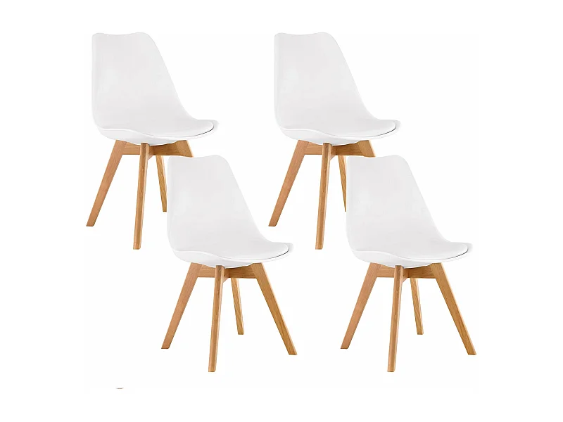 Cadeira Estilo Nórdico Branco, 4 unidades