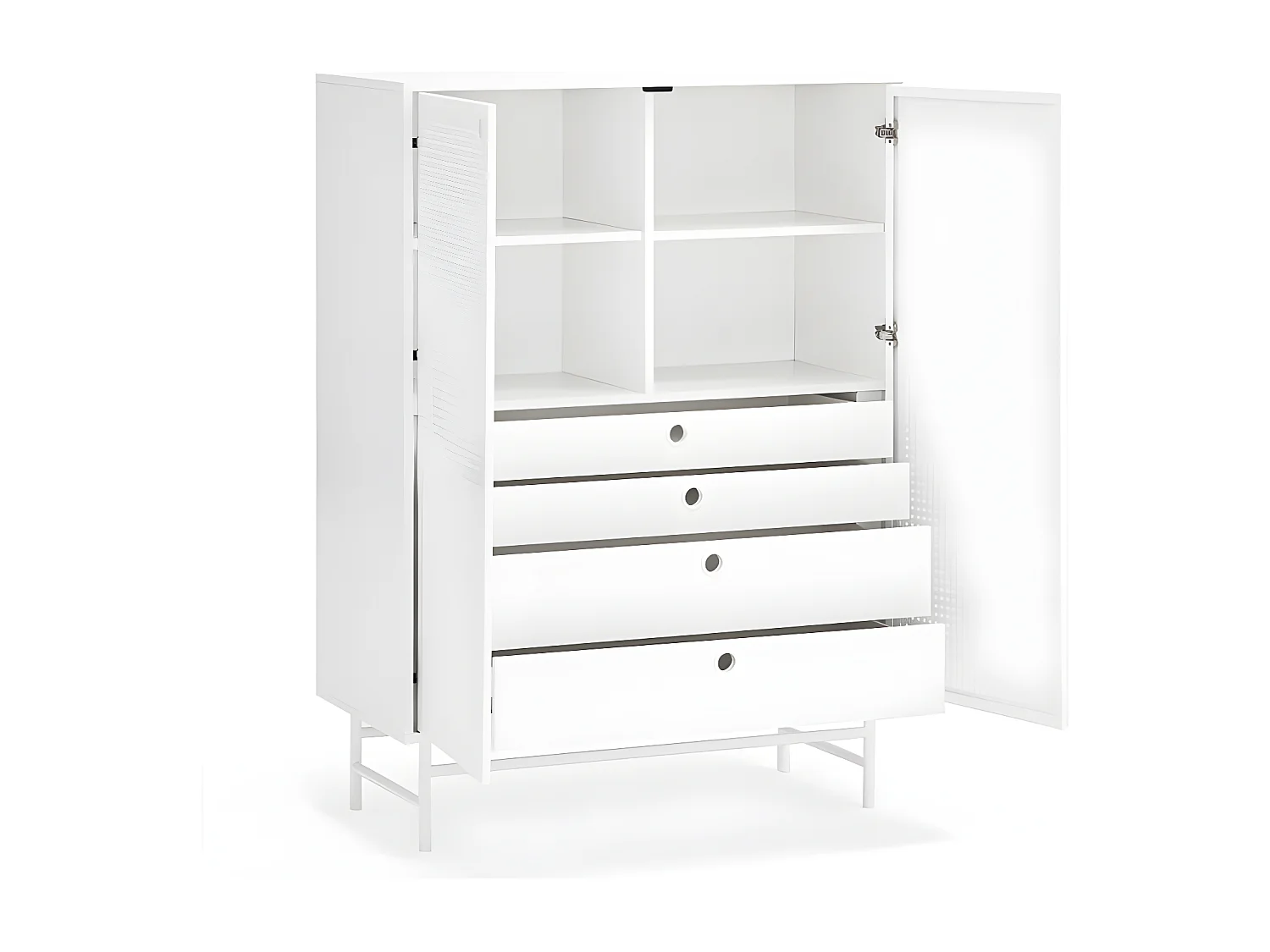 Buffet haut 2 portes en bois et métal perforé PUNTO