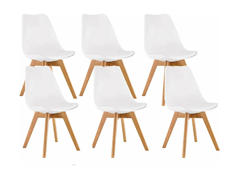 Silla Estilo Nordico Blanco, 6 unidades